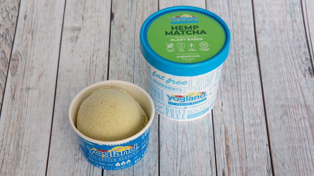 Hemp Matcha - Plant-Based Cbd Infused · kcal 72, protein 4g, carbs 21g, fat 0g
per 100g serving / 16g protein per pint