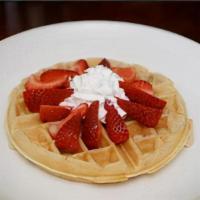 Strawberry Waffle · Topped with strawberry and fresh made whipped cream.