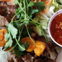 Bún Tôm Thịt Nướng · Charbroiled shrimp and pork with vermicelli.