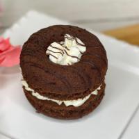 Chocolate Whoopie Pie · Two chocolate Donuts sandwiched together with a Hazelnut Buttercream.