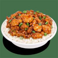 New! Firecracker Chicken · Crispy chicken, tossed in a sweet and spicy Firecracker sauce. Topped with scallions.
