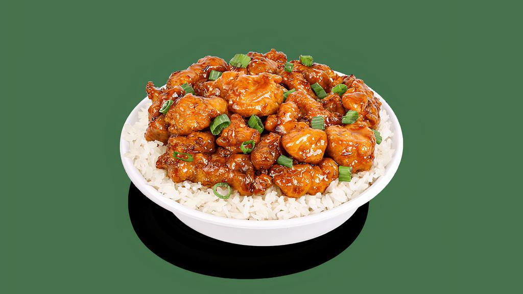 New! Firecracker Chicken · Crispy chicken, tossed in a sweet and spicy Firecracker sauce. Topped with scallions.