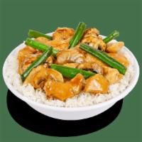 Gf Mongolian Chicken · Steamed white meat chicken, garlic, scallions, and mushrooms. Tossed in a rich and sweet soy...