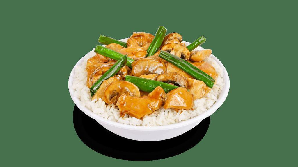 Gf Mongolian Chicken · Steamed white meat chicken, garlic, scallions, and mushrooms. Tossed in a rich and sweet soy sauce..