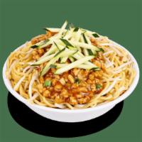 Dan Dan Noodles · House-ground white meat chicken, garlic and scallions, tossed in a chili soy sauce. Served o...