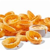 Beer Battered Onion Rings (Large)
 · thick-cut onion rings / beer batter /
southwestern ranch