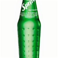 Sprite · 12 oz glass bottle with non twist-off cap. Bottled in Mexico with real sugar.