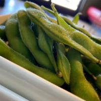 Edamame · Lightly salted and boiled soy beans.