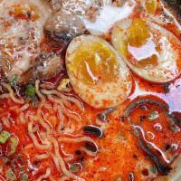 Spicy Ramen · a spicy twist on the classic steamy piggy ramen with our homemade sauce