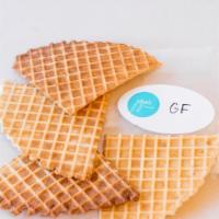 Gluten-Free Waffle Cone Chips · Four GF waffle cone chips in a bag.