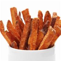Sweet Potato Fries · Crispy sweet potato fries topped with our Fry Seasoning.