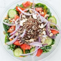 Organic Quinoa · organic red and white quinoa, carrots, cucumbers, red onions, tomatoes, sunflower seeds, cas...