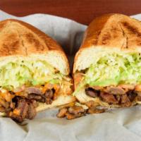 Carne Asada Torta · Carne Asada, Mayo, Chipotle, Tomato, Onion, Jalapenos, Lettuce, Avocado and, Panela Cheese