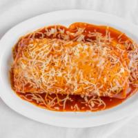 Wet Super Burrito · With everything - option of green or red sauce.