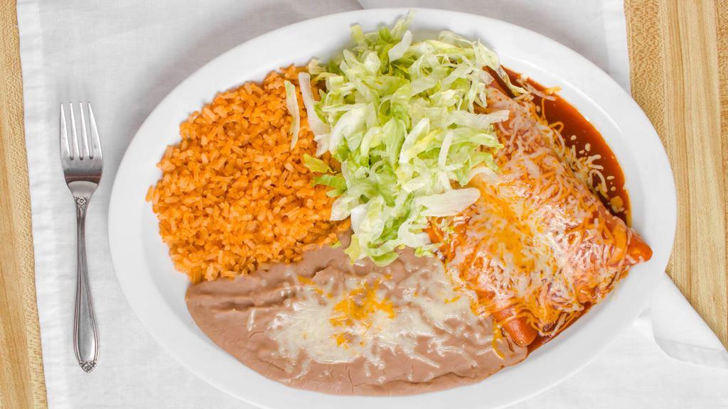 . 2 Enchiladas · Cheese/chicken/beef