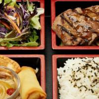 Bento Box · Your choice of Vegetable Tempura, Shrimp Tempura, Chicken Teriyaki, Chicken Katsu, Salmon Te...