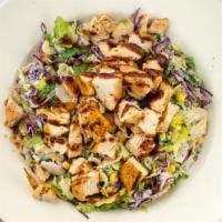 Our Famous Barbeque Chicken Salad · Lettuce, corn,cabbage, scallions, tortilla chips, ranch dressing.