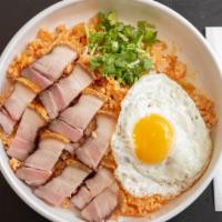 Kimchi Fried Rice · Fried rice in house special sauce with kimchi, served with your choice of meat and a fried e...