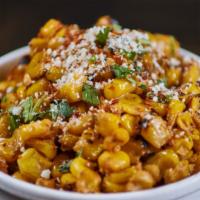 Street Corn Named Desire · our elote: grilled corn, cotija cheese, chipotle crema, squeezed lime, cilantro, valentina's...