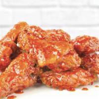 Chicken Wings (24 Pieces) · Choose from BBQ, Buffalo, Sweet crunchy chili garlic, Mango Habanero & Lemon Pepper