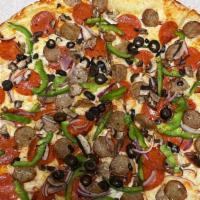 Bambino'S Special Pizza · Pepperoni, sausage, mushrooms, red onions, green peppers, black olives, tomato sauce, Mozzar...