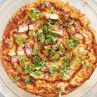 Kickin' Bbq Chicken Pizza · Supreme BBQ sauce, grilled chicken breast, red onions, cilantro, mozzarella cheese.
