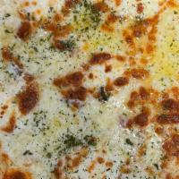 White Pizza · Garlic, parsley, olive oil, Ricotta & Mozzarella cheese.