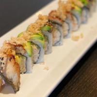 King Cobra Roll · Grilled unagi and avocado stuffed with shrimp tempura, kanikama and cucumber, sprinkled with...