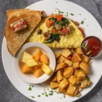 Spinach & Feta Omelet Breakfast · Spinach, tomato and feta cheese.