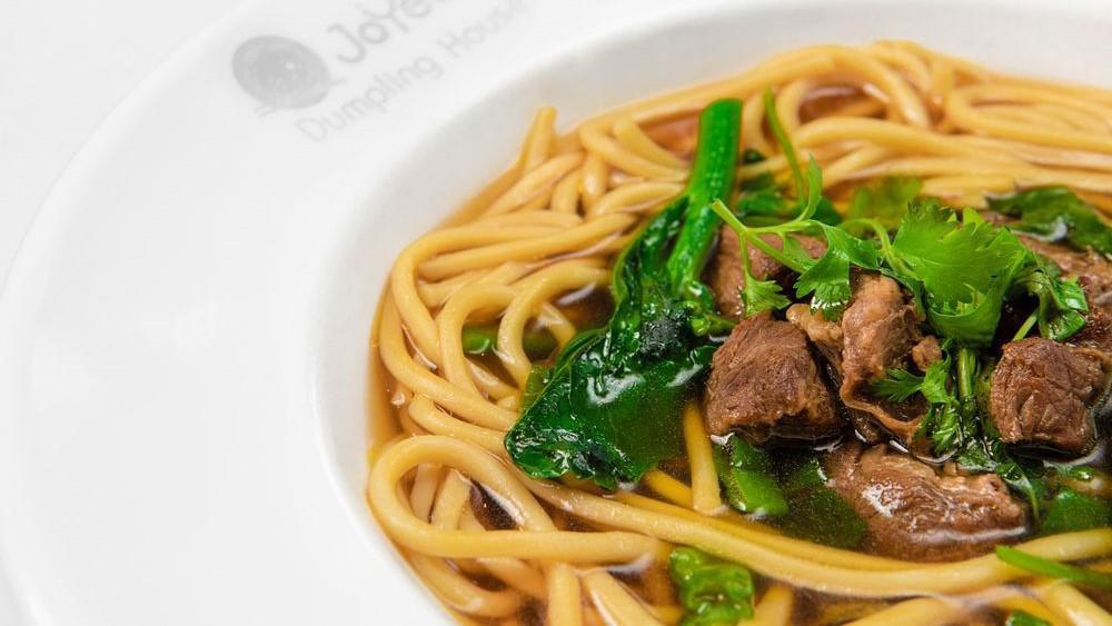 Braised Beef Noodle Soup · Savory light broth with noodles.
