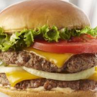 Rocket Double · Double burger blastoff! Two 100% fresh, never frozen certified angus beef patties are grille...