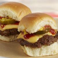 Kids Mini Burgers · Two mini burgers made of 100% fresh, never frozen certified angus beef patties, grilled to p...