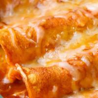 Chente Enchiladas  · Three yummy enchiladas with your choice of sauce and meat. Served with rice and beans & topp...