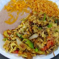  Mexican Machaca Breakfast Plate · This dish comes with Shredded Beef mixed with eggs, bell pepper, onions, and tomato 
Sides i...