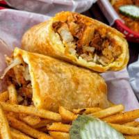 Burrito · Fried Chicken, Fresh eggs, potatoes, cheese, and Chix Sauce. Just Choose your spice level!