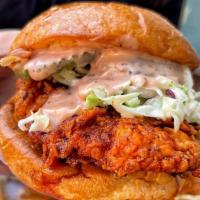 Sandwich Combo · Fried Chicken, Cole Slaw, Pickels and our famous Chix Sauce. Choose your side, spice level a...