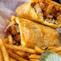 Burrito Combo · Flour Tortilla, Fried Chicken, fresh eggs, potatoes, cheddar cheese and our famous Chix Sauc...