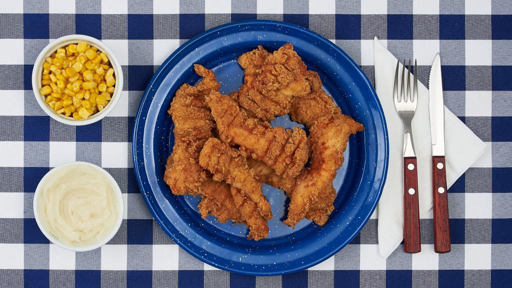 8 Piece Fried Chicken Tender Plate · Eight crispy fried chicken tenders and your choice of two sides.