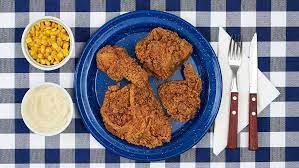 4 Piece Fried Chicken · Juicy fried chicken breast, thigh, drumstick, and full wing with your choice of two sides.