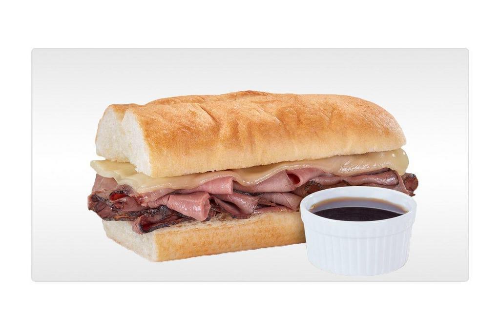 French Dip · Top-round roast beef and Swiss with a side of au jus