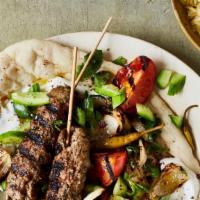 Adana Kebab Tray (Lg) · Adana Kebab Tray comes with: Adana, Rice Pilaf or Salad, Pita Bread, 2 Jajik Sauce & 2 Doner...