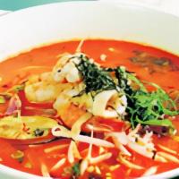 Spicy Seafood Ramen · Spicy. Shrimp, scallop, mussel and calamari in the best blend of spices.