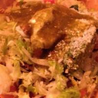 Tapatia · Our signature taco salad served in a crispy bowl shaped flour tortilla filled with whole bea...