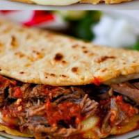 Quesa- Birria De Maiz Con Res · Corn Cheese Quesadilla with Beef.