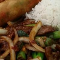 Mongolian Beef · Hot. Mild spicy.