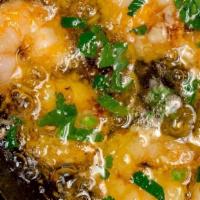 Garlic Shrimp · Garlic infused olive oil, fresno chile, lemon