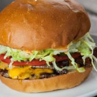 H&L Double Cheddar Burger · 2 grilled patties with aged cheddar,  shaved lettuce, red onion and special sauce on a sesam...
