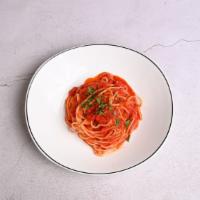 Spaghetti Arrabiata · with our homemade marinara sauce, fresh garlic, and red chili flakes