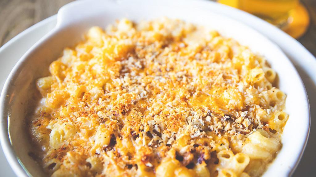 Mac On Tap · Delicious cheese sauce, parmesan breadcrumb topping.