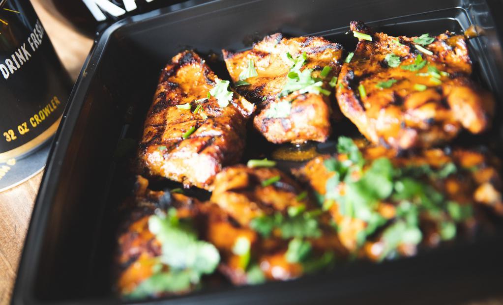 Grilled Mesquite Chicken Breasts · 8oz. portions with a chili citrus sauce marinade – # of breasts